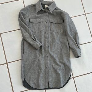 H&M GREY WOMENS OVERSIZED LONG SHACKET (SHIRT JACKET) SZ SMALL